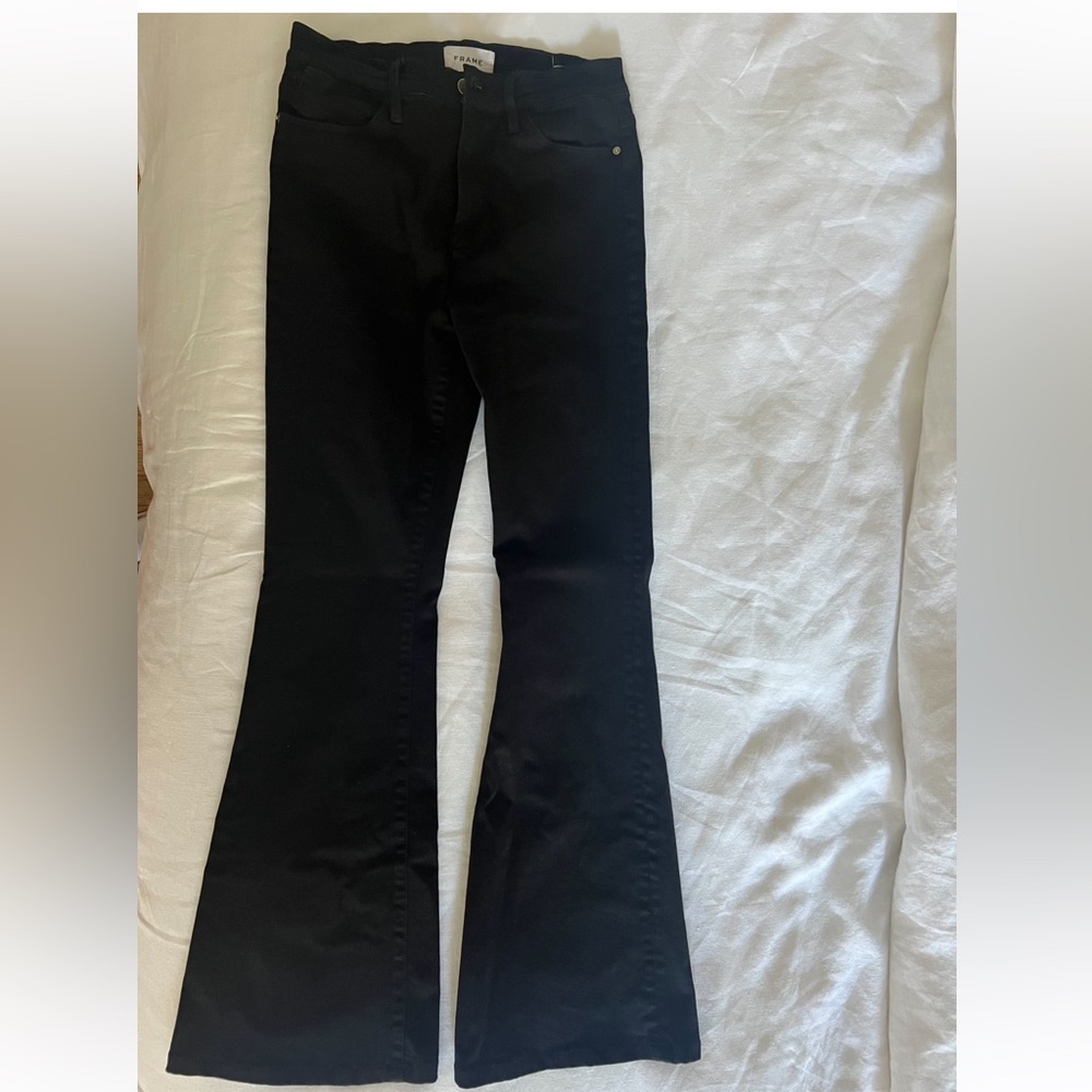 Frame Le High Black Flared Pants